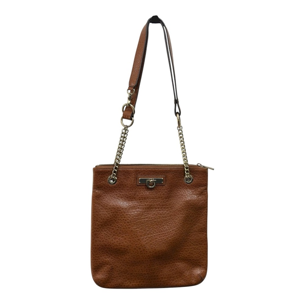 DKNY Camel Leather Gold Chain Shoulder Bag